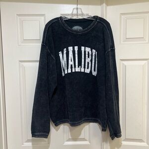 Olive Lynn grey Malibu cotton thermal oversized  sweatshirt‎ relaxed size large